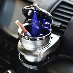 Car Ashtray with LED Light Cigarette Smoke Remover Car Ashtray auto Smokeless Smoke Ash Tray With Cover Holder Auto Accessories