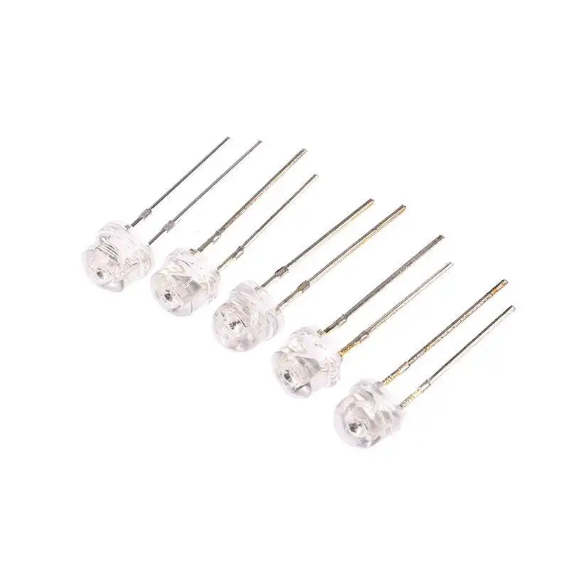 50 Stück 5mm Strohhut-Leuchtdioden LED-Lampenperlen Direktanschluss Weiß Blau Rot Grün Gelb Hohe Helligkeit – Detail 1