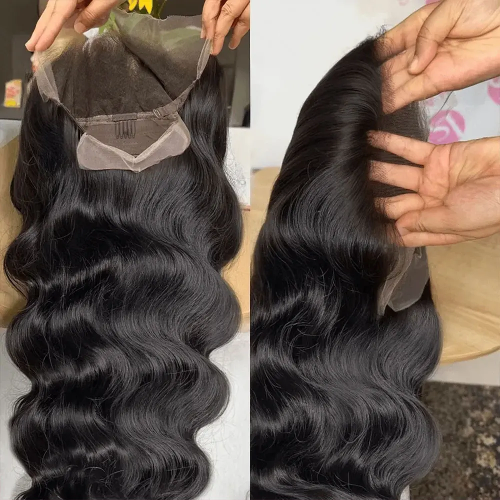 250% Density Body Wave 13x4 HD Lace Front Wigs Human Hair  Pre Plucked  For Women Body Wave Wig With Baby Hair Natural Black 40 Inch