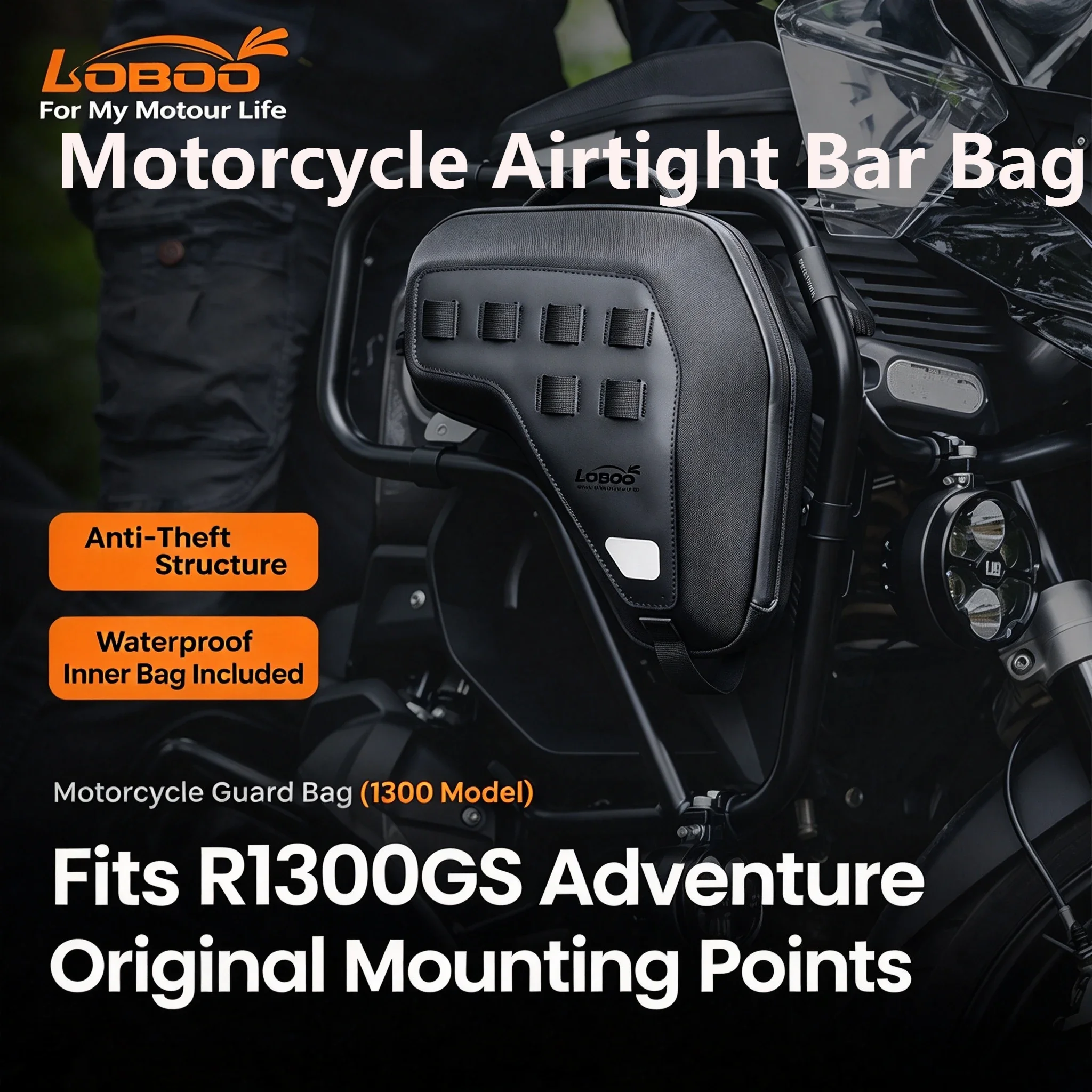 LOBOO for BMW R1300GS 10L Motorcycle Airtight Bar Bag Waterproof Reflective Anti-drop Modified Accessories Travel Equipment