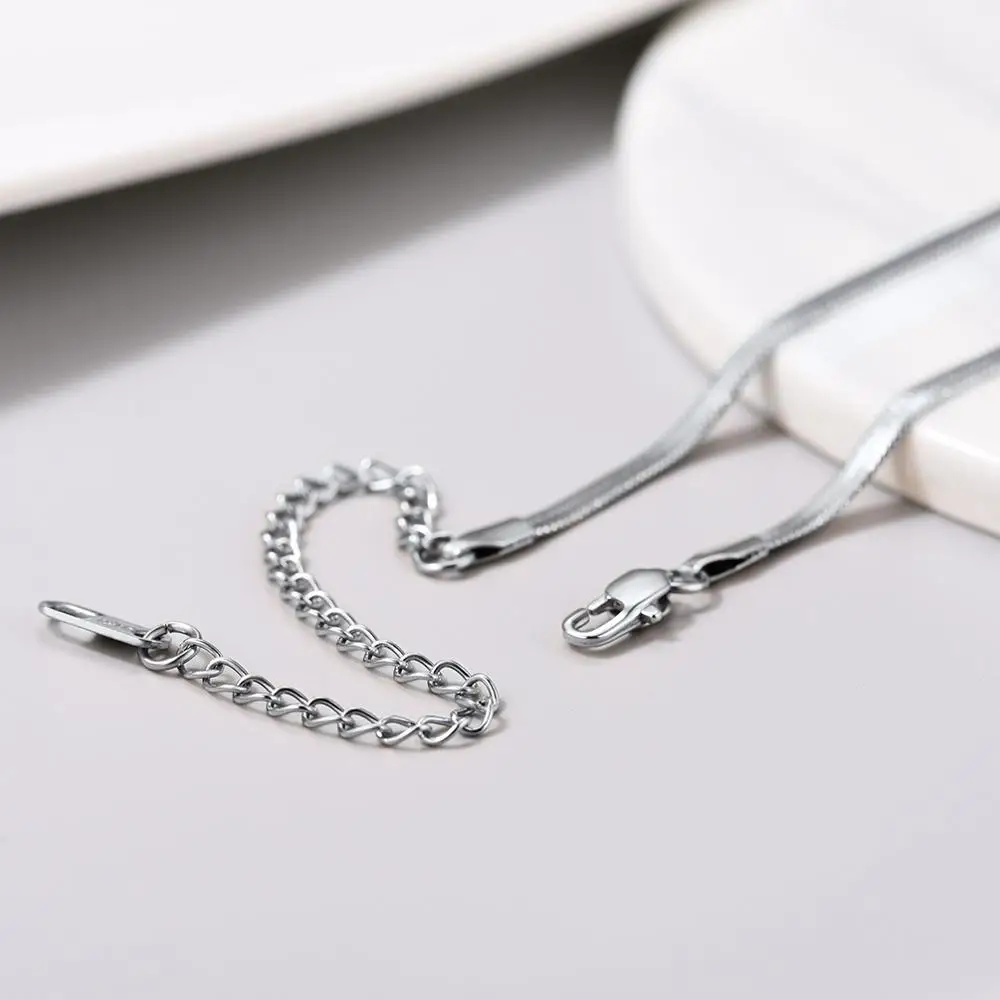 U7 Adjustable Flat Snake Choker Necklace 3mm Gold Silver Color Stainless Steel 13 inch 15inch Necklace For Women