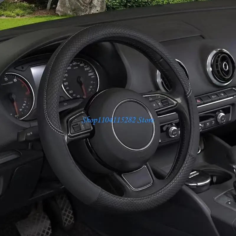 

PU Leather Car Steering Cover Sweatproof Textured Grip Universal for Car SUV