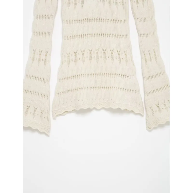 Frauen Aushöhlen Off Schulter Gestrickte Pullover Herbst Casual Langarm Pullover Vintage Chic Weibliche Tops