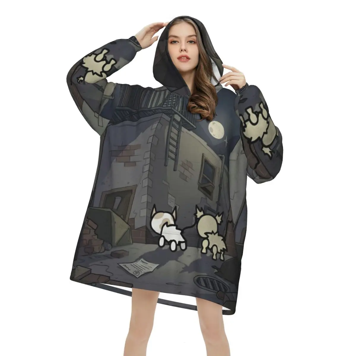 Mewgenics Wearable Blanket Hoodie for Women Men Warm Cozy Oversize Blanket Sweatshirt Thick Fleece Hooded Blanket with Pocket