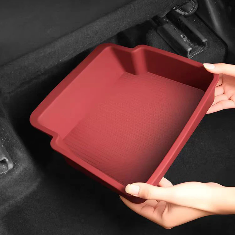 Weather Resistant Anti-Rattle Anti-Slip Silicone Under Seat Storage Tray, Universal Eco-Friendly Car Interior Sundries Organizer