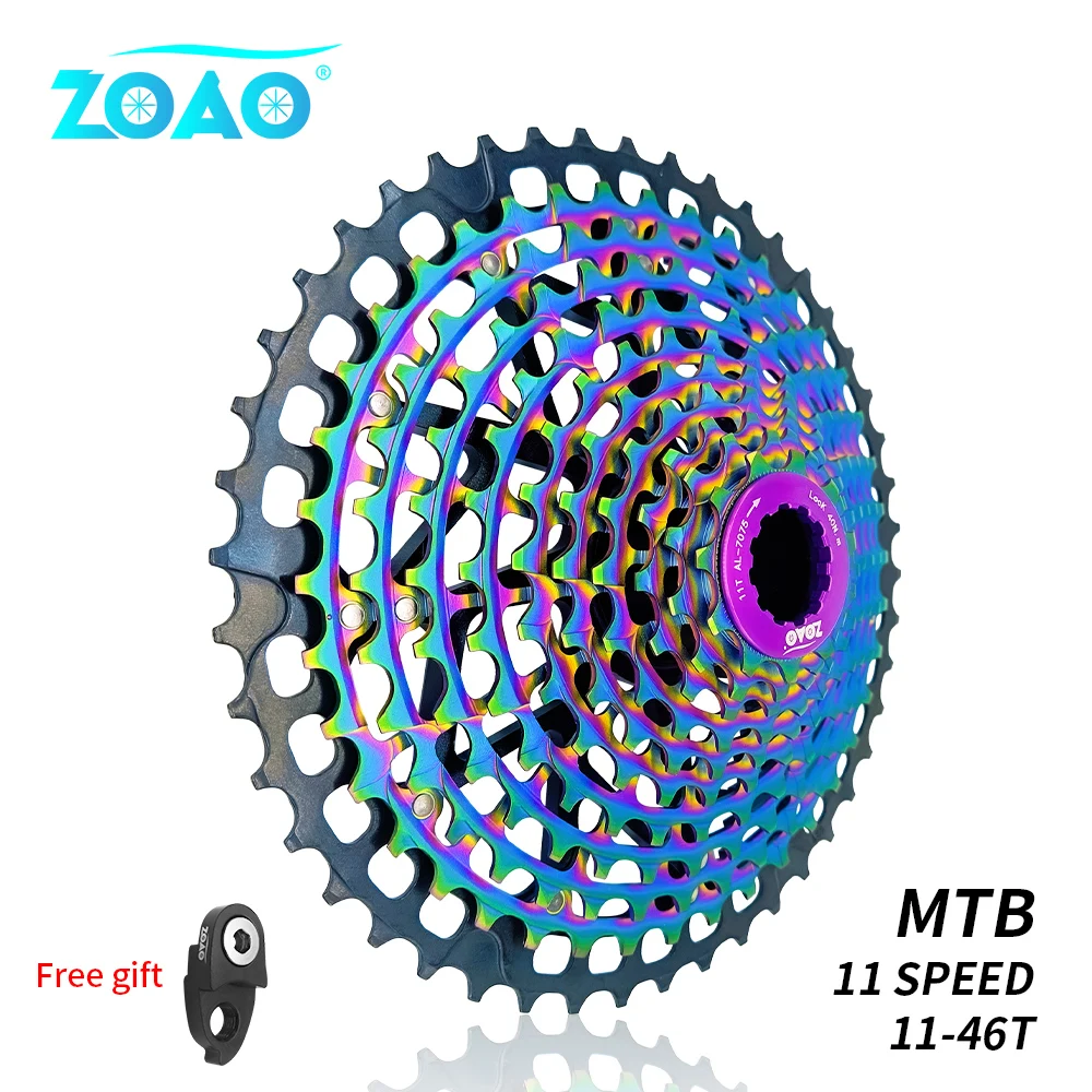 ZOAO MTB 11 Speed 11-46T Cassette Rainbow 11v k7 Ultralight CNC Integrated alloy Lightweight 11s freewheel Sprocket HG Standard