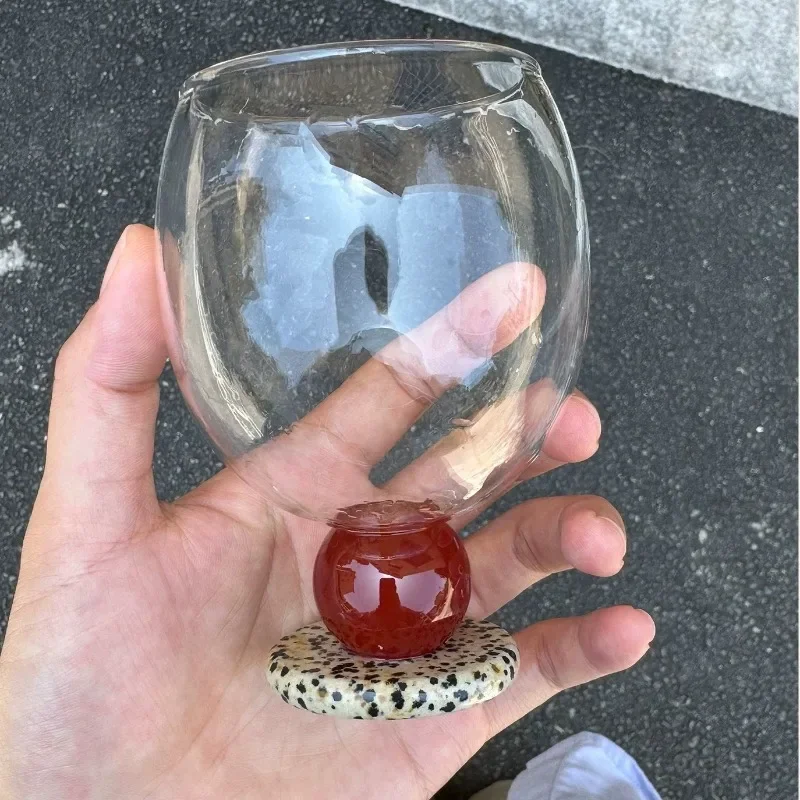 Simple Colored Base Glass Cup Modern Luxury Transparent Kitchen Coffee Cup Creative Multifunctional Art Dining Table Drinkware