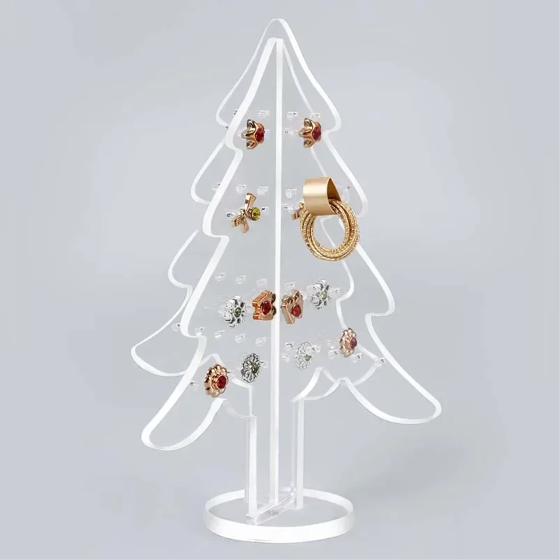 

ncmama Christmas Tree Earring Display Holder Rack Transparent Acrylic Jewelry Showcase Organizer Storage Earrings Stand Board