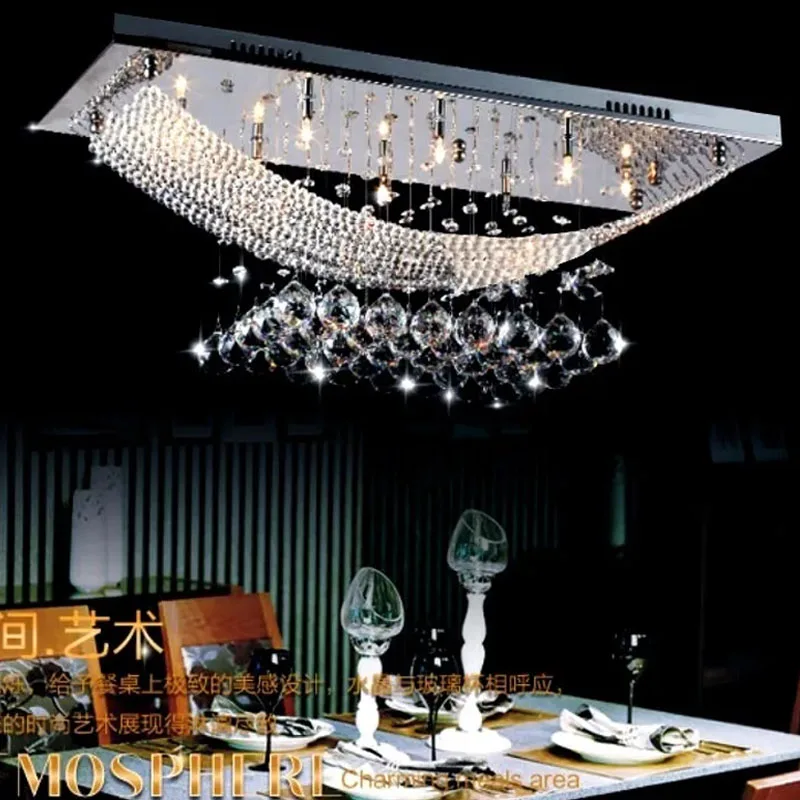 nordic american k9 crystal chandelier retangular pendurado lampada teto suspenso lampada restaurante hotel villa sala de estar 01