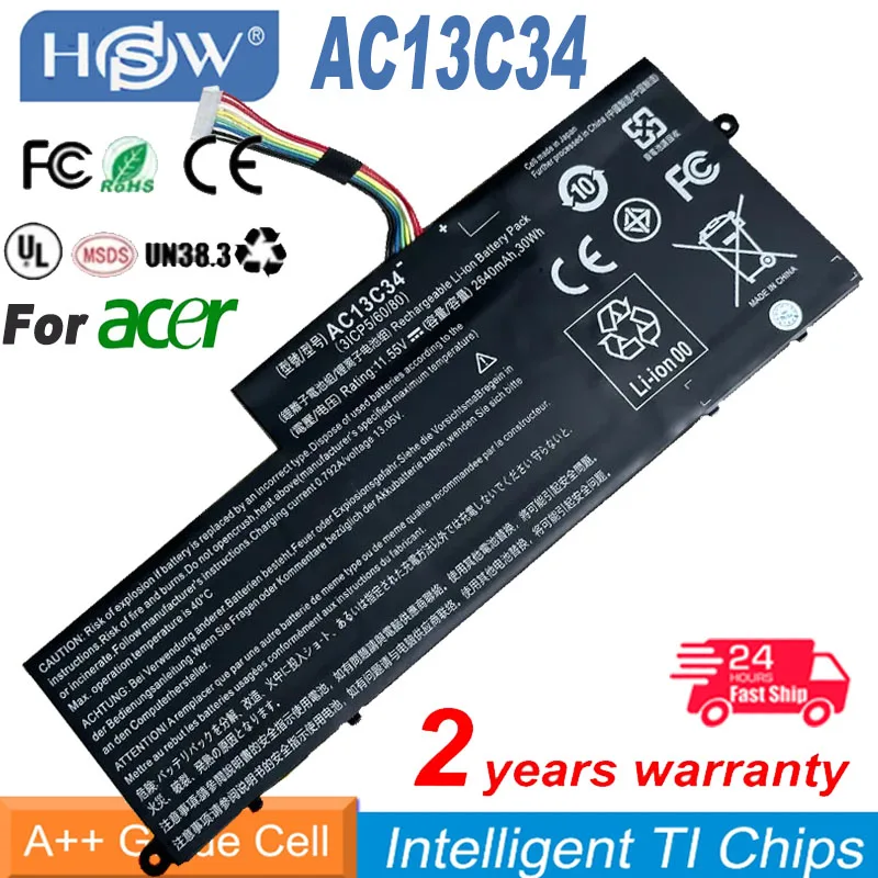 New Laptop Battery For Acer Aspire V5-122P 132 E3-111 112 ES1-111M MS237 KT.00303.005 AC13C34