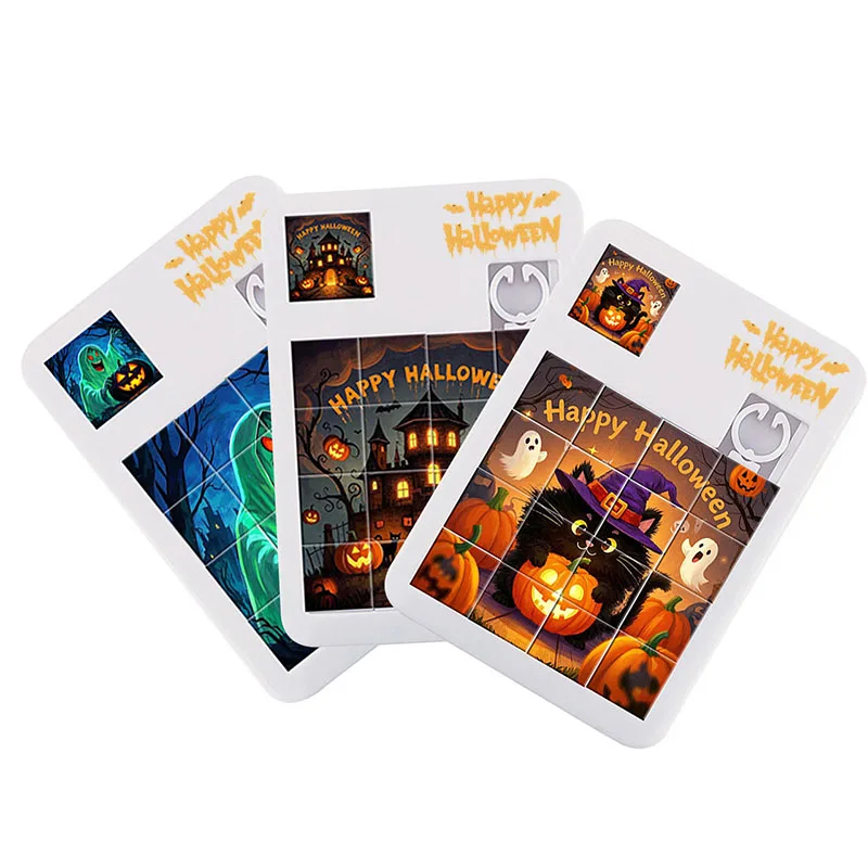 5 pièces enfants Puzzle Mobile Puzzle jouets Halloween dessin animé amusant coulissant en plastique Huarong route Puzzle jouets cadeaux de fête