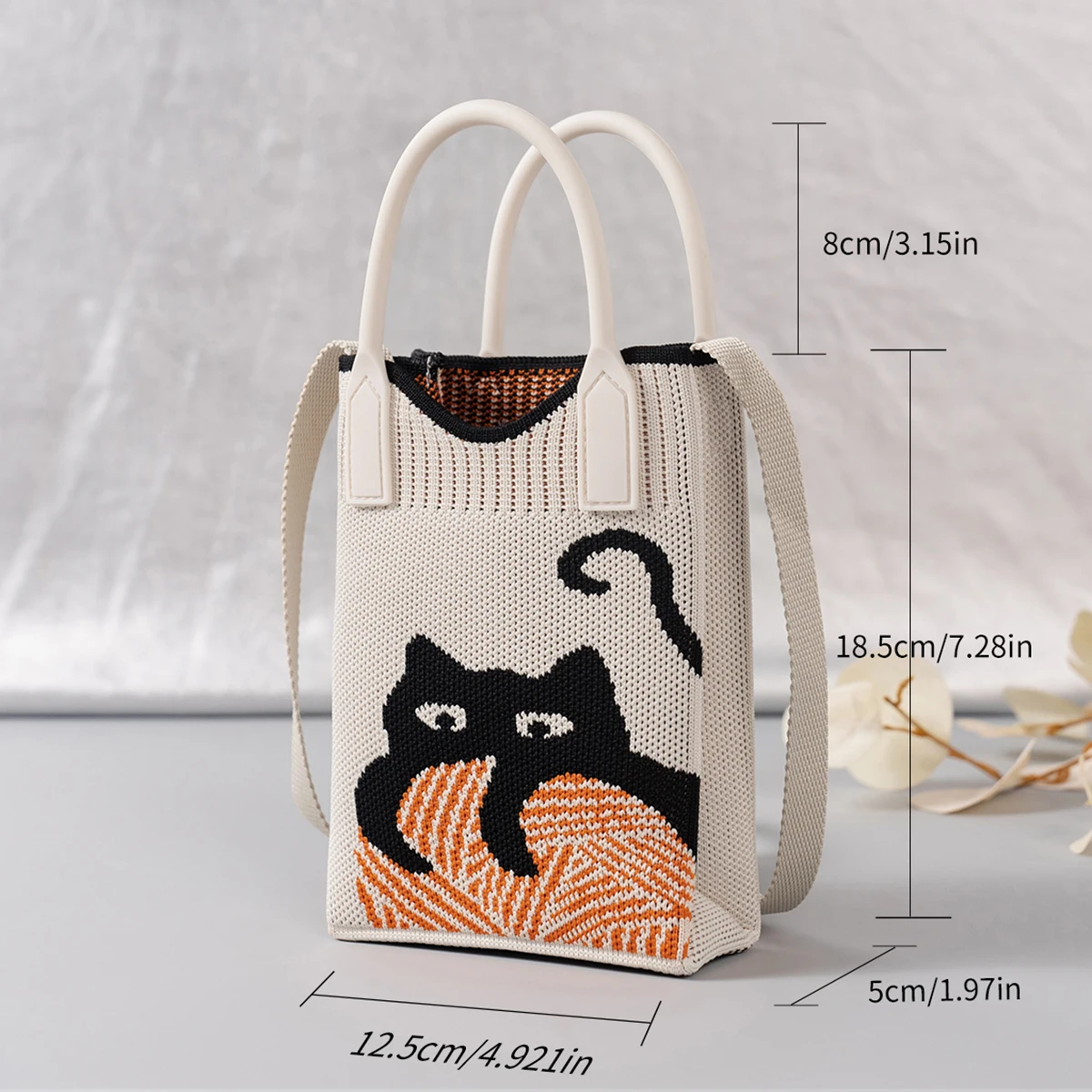 Handmade Knit Handbag Women Mini Shoulder Bag Female Casual Color Wide Stripe Plaid Tote Bag Student Cell Phone Package