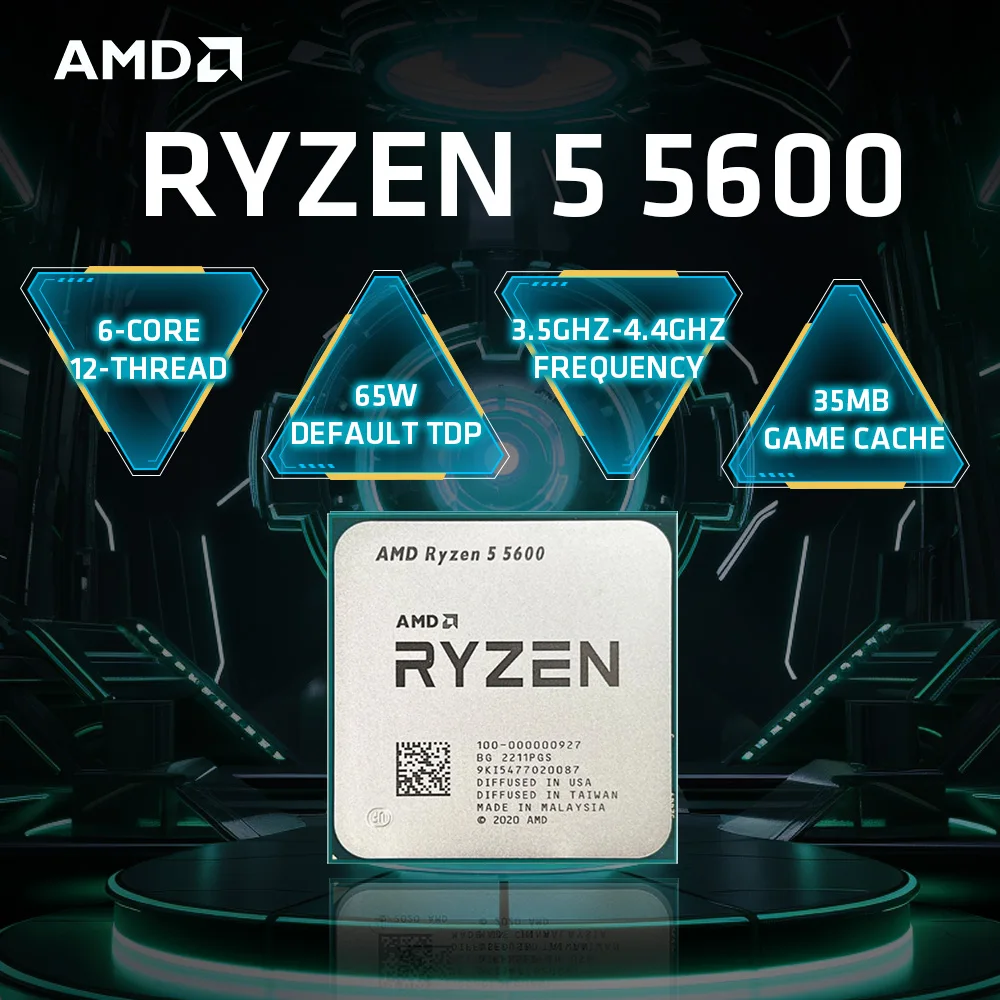 

НОВЫЙ процессор AMD Ryzen 5 5600 R5 5600 3.5 ГГц, 6-ядерный, 12-поточный, 7 нм, L3=32 МБ, сокет AM4, графические чипы, процессор 100-000000927