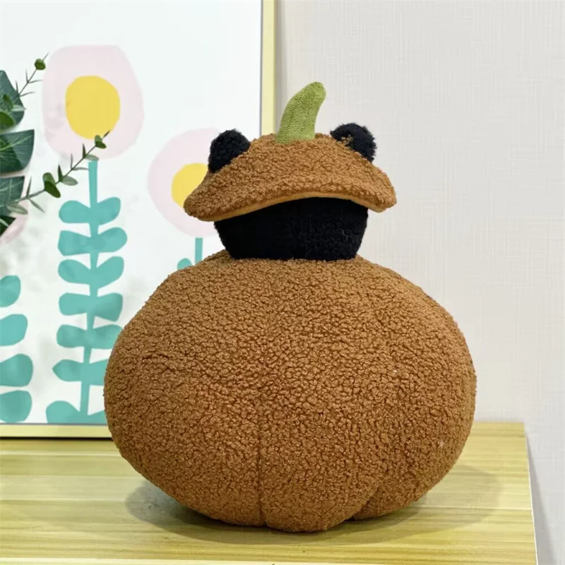 New Cool Stuffed All Saints' Day Ghost Pumpkin Plush Toy Soft Fluffy Pumpkin Doll Wearing Hat Funny Festival Decor Game Props
