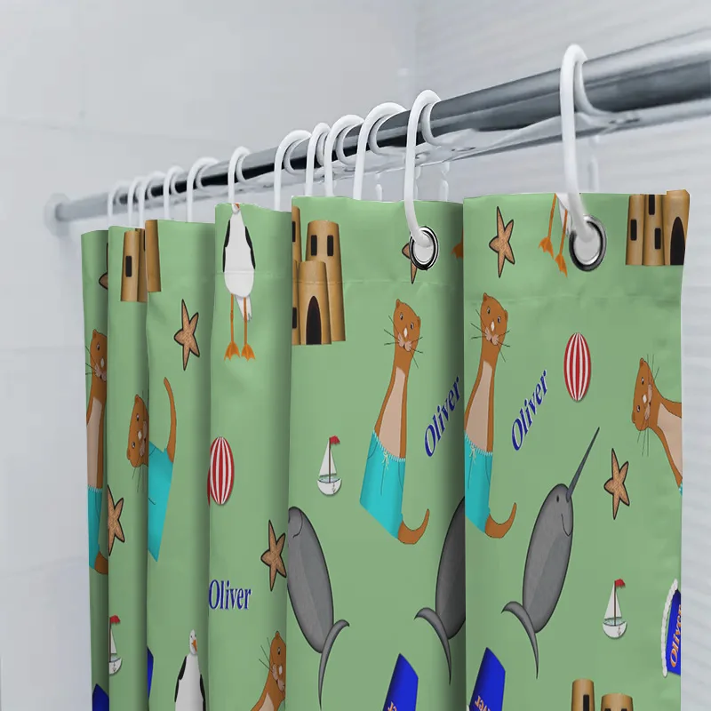 تتميز ستائر حمام الأطفال المبتكرة بتصميمات حيوانات مرحة لديكور الحمام الممتع ستارة دش مقاومة للماء مع كول نابض بالحياة #5