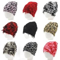 2024New Hip Hop Balaclava Distressed Knitted Caps Mask Women Outdoor Camouflage Fleece Fuzzy Ski Balaclava Beanies Women Men Hat