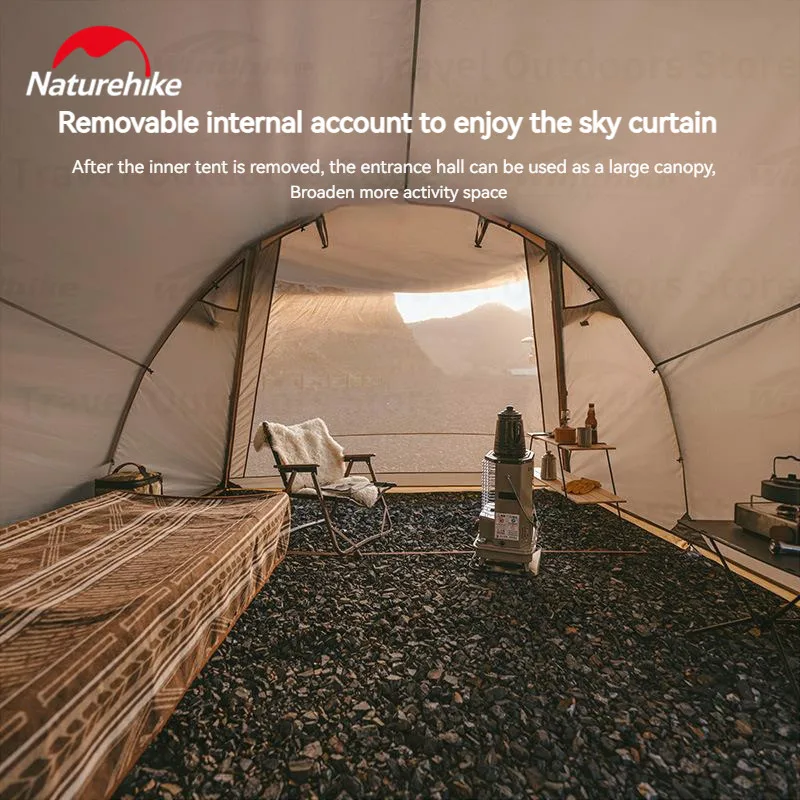 Naturehike 3-4 أشخاص خيمة نفق مساحة كبيرة غير نافذ للمطر مقاوم للماء واقي مزدوج من الشمس للتخييم على السيارة والذيل والسفر في الهواء الطلق