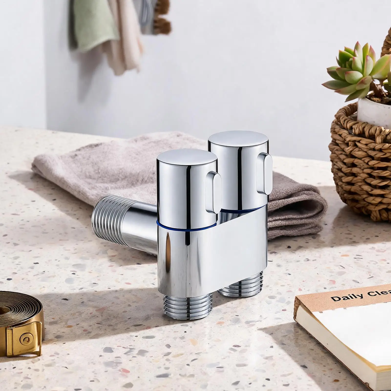 2 Way Water Valve For Shower Multi-functional Zinc Alloy Outlet 2-Way Filling Angle Valve Wall Mount For Bathroom Toilet Dirt view 4