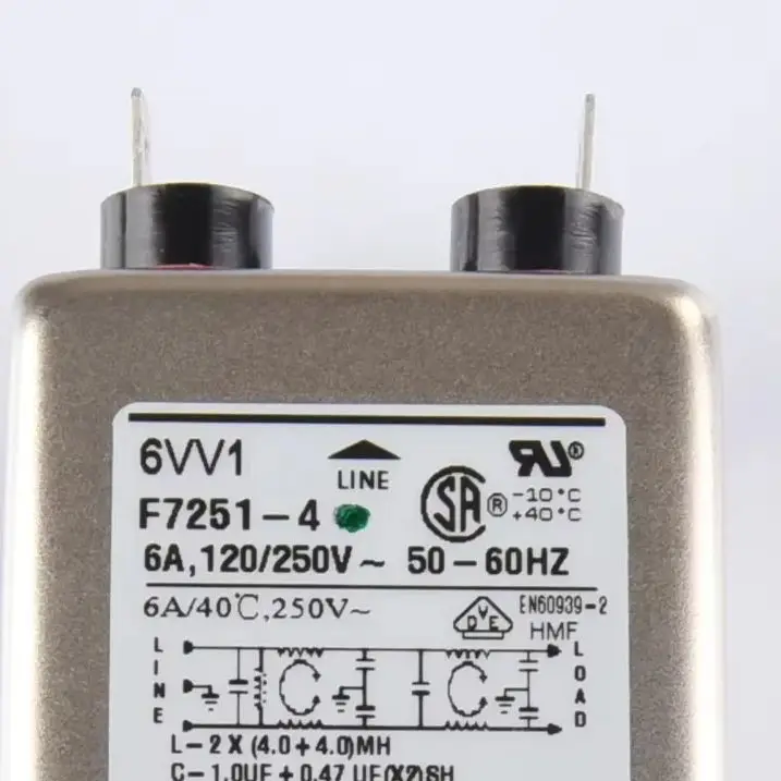 

6VV1 6A F7251-4 антиэлектромагнитный интерференционный фильтр VDE UL для торгового автомата беговой дорожки