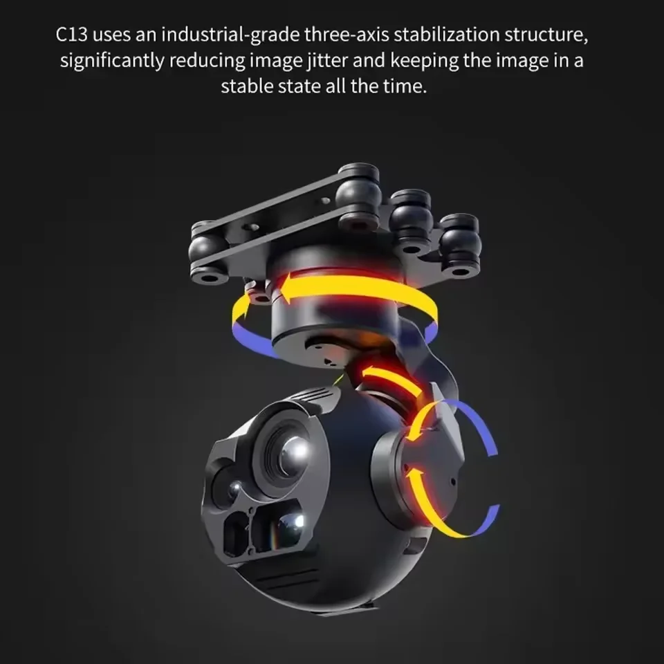 Skydroid C13 HD Cámara cardán multifuncional de 3 luces - Zoom 30x, bloqueo de objetivo automático, estabilización de 3 ejes