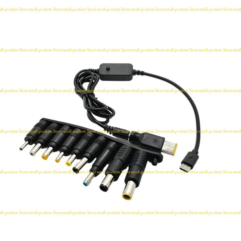 

R1WD PD toDC Adapter Cable 5V 9V 12V 15V 20V Adjustable TypeC Male to DC5521 Male Power Cord with 10 Conversion Heads