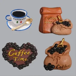 Unique Coffee Bean Magnets for Fridge Resin 3D Coffee Cup Fridge Magnets Creative Foodie Play Kitchen Wall Decor Travel Souvenir