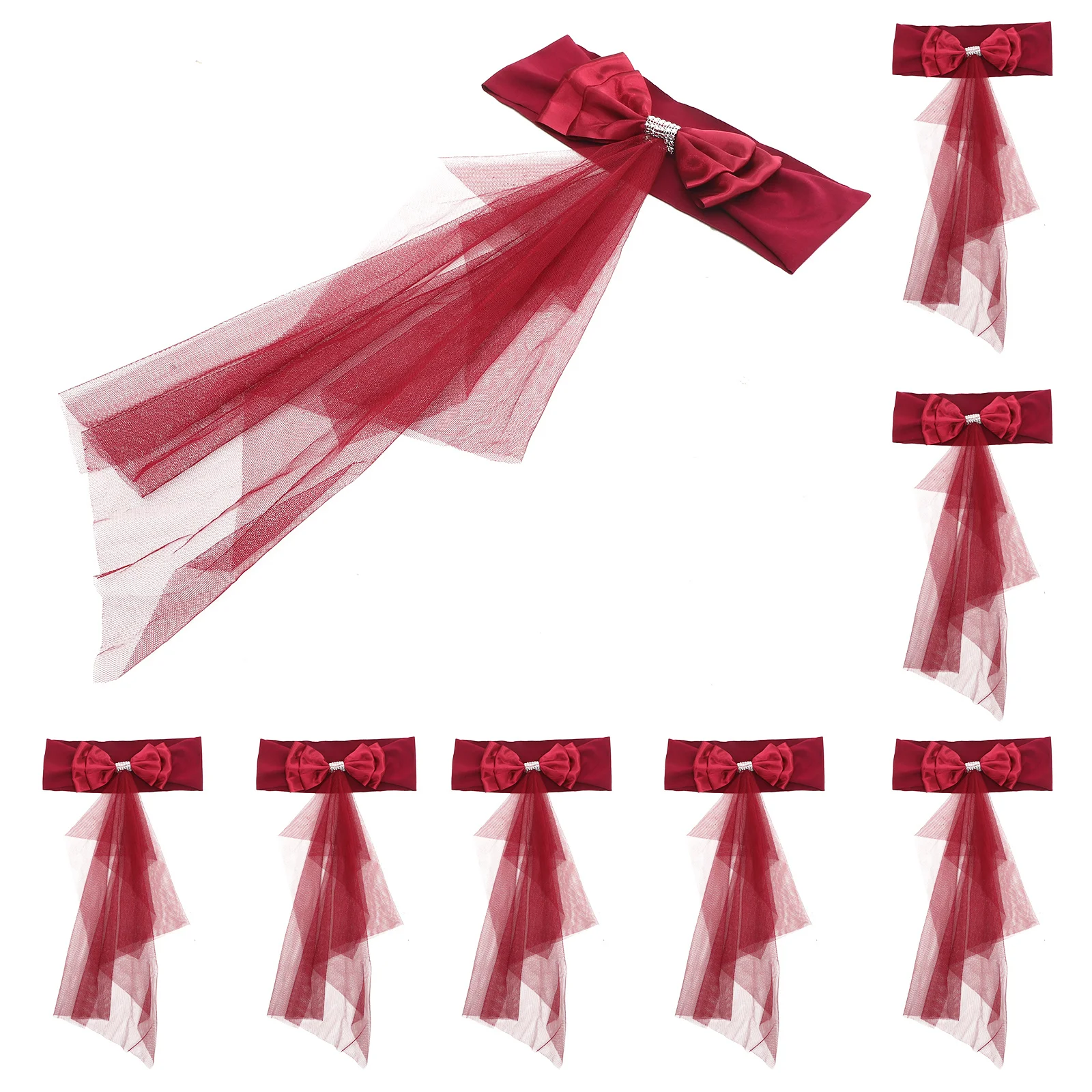 

10Pcs Chair Back Sashes Bowknot Decorative Wedding Party Banquet Chair Bows for Ceremony Events Cover Sashes with Bows