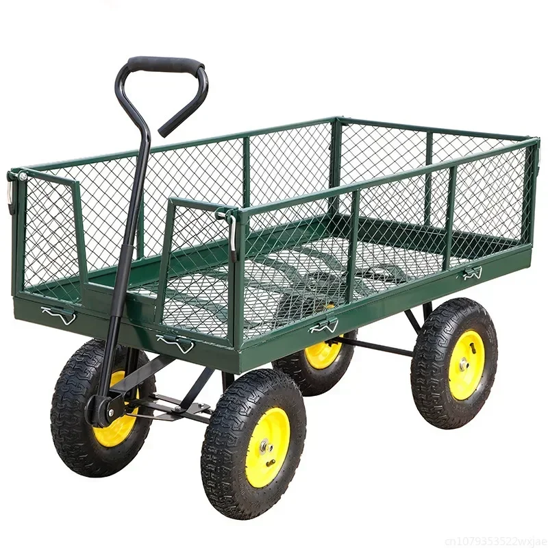 Quality Garden Wagon Trolley Courtyard Camping Lawn 4 Wheel Barrow Outdoor Steel Folding Cart Beach Wagon Cart - view 3