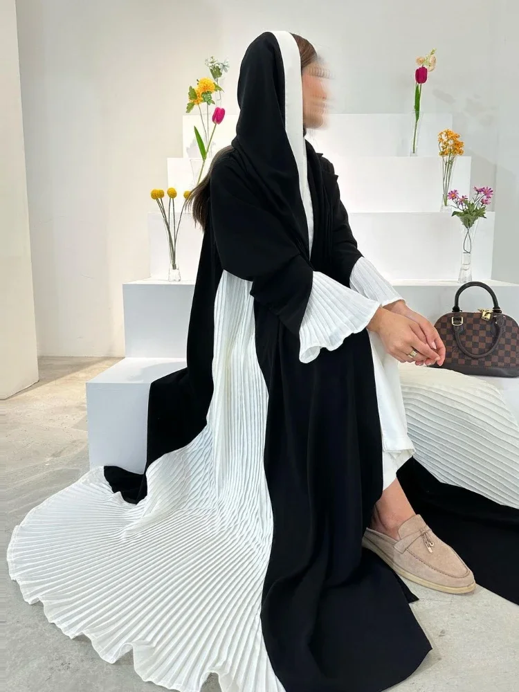 Eid Muslim Party Abaya for Women Ramadan Cardigan Pleated Long Dress Morocco Kaftan Vestidos Largos Dubai Robe Jalabiya 2024
