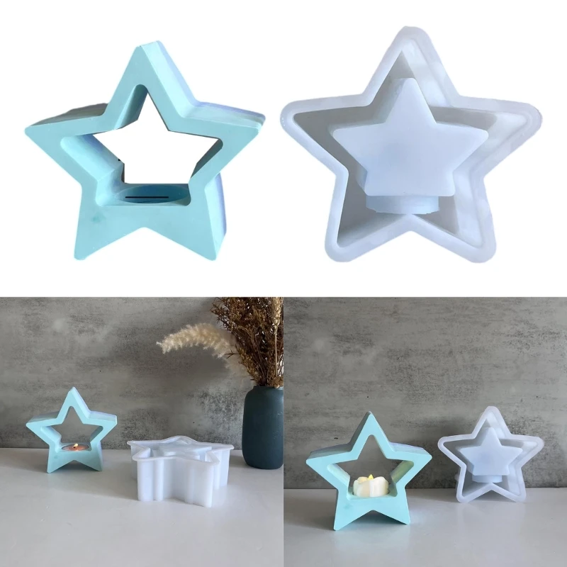 Christmas Star Tealight Holder Mold Artistic Star Shaped Silicone Mold for Plaster Drip Holder DIY Project