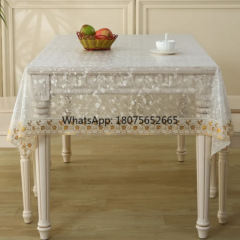 Pebble waterproof no-wash tablecloth lace tablecloth light luxury style for home party