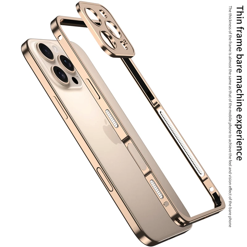 

Ultra Thin Metal Frameless Heat Dissipation Phone Case Suitable For iPhone 16e 15 14 13 12 Pro Max Plus Detachable Protect Cover