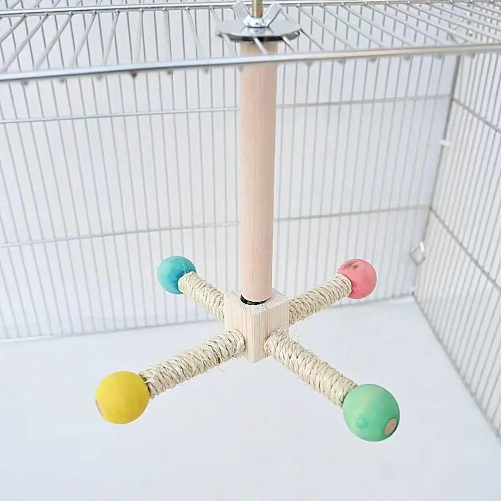

Natural Wood Parrot Perch Rotating Bearing Birds Toy Parrot Stand Perch Toy with 360 Degree Rotation for Birds for Budgies