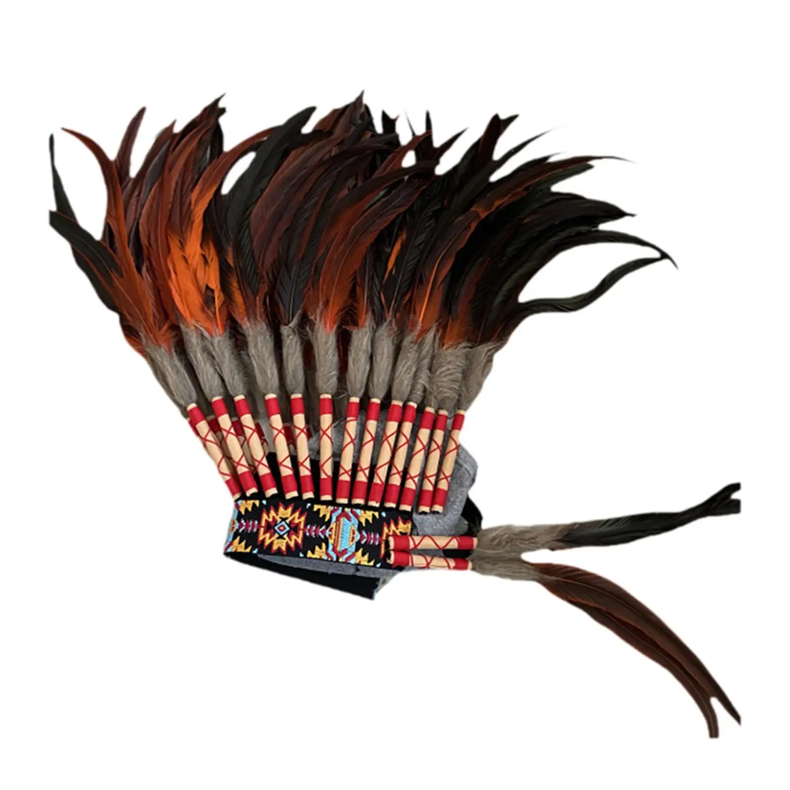 人工羽根ヘッドドレスチーフコスチュームかぶと仮装ステージパフォーマンスフェスティバル男性女性ロールプレイングイベント用