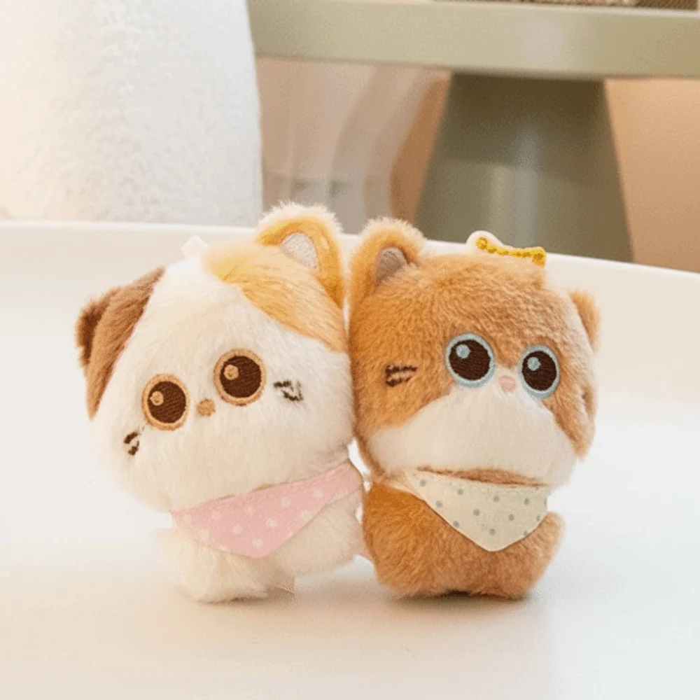 Mini Stuffed Cat Miniature Cat Key Chains Soft Fuzzy Cup Edge Pendant Decorative Lightweight Magnetic Kitten Ornament Backpack