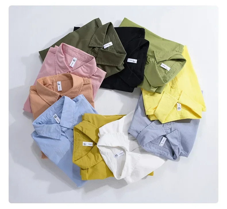 

100% Cotton Men Long Sleeve Shirts Spring and Summer Fresh Mens Shirts Daily Casual Lapel Shirt Simple Tops Comfortable Clothing