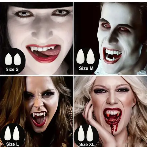 Halloween Vampire Fangs Dentures, Realistic Zombie Costume Teeth, Scary Cosplay Props, Spooky Party Gift