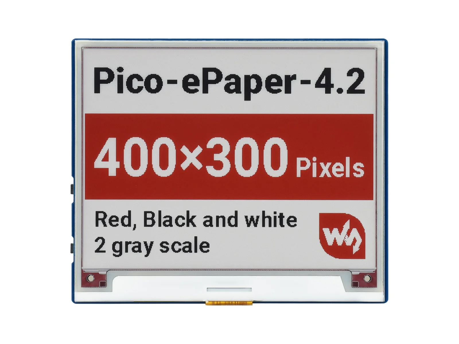 

4.2inch E-Paper E-Ink Display Module (B) for Raspberry Pi Pico, 400×300, Red / Black / White, SPI, Paper-Like Effect