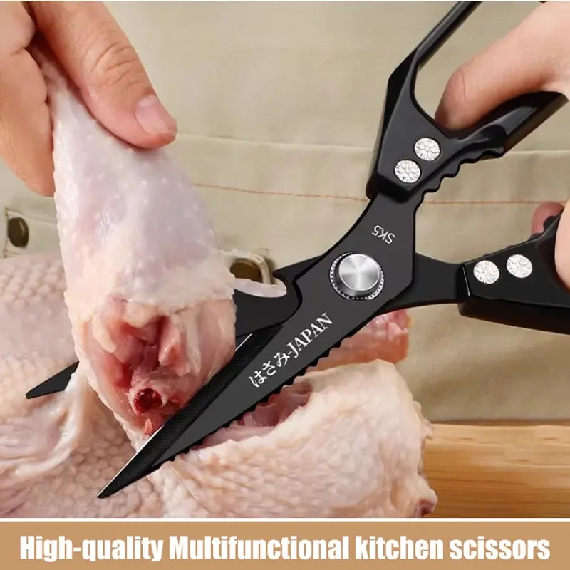 

High Quality Multifunctional Kitchen Scissors Chicken Bone Scissors Fish Scale Scraper Bottle Opener Walnut Clip Kitchen Knife