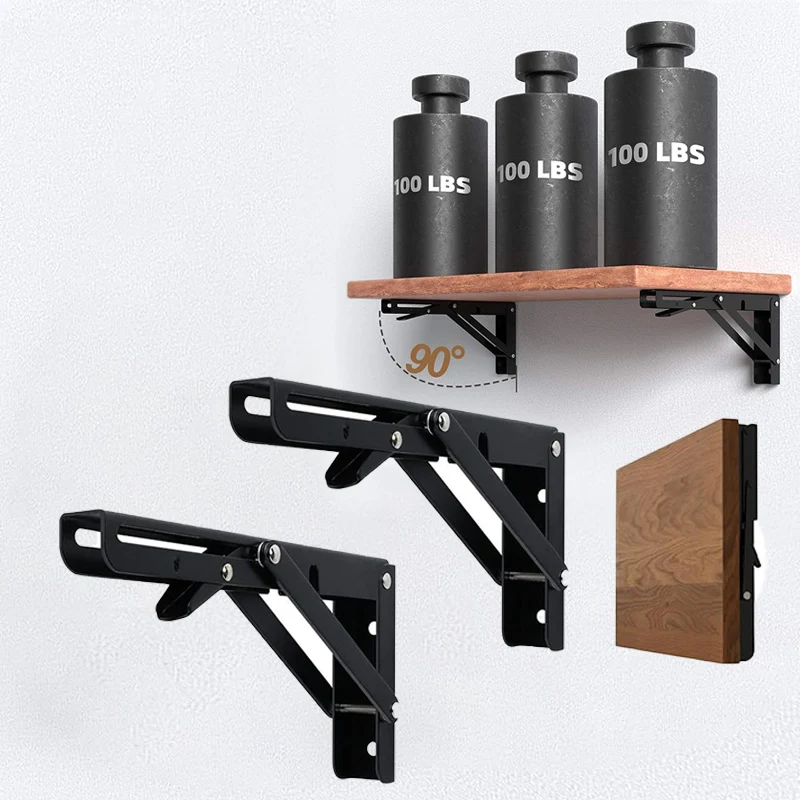 2 Pcs Stainless Steel Space-Saving Folding Bracket Table Shelf for Campervan, Motorhome, Caravan High-Quality Storage Bracket