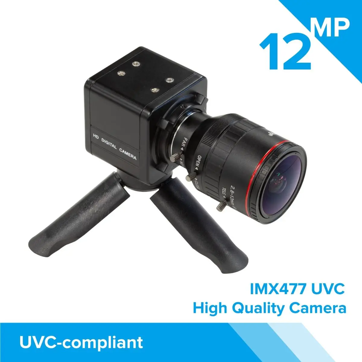 Arducam High Quality Complete USB Camera Bundle, 12MP 1/2.3 Inch IMX477 Camera Module with 2.8-12mm Varifocal Lens C20280M12, Me