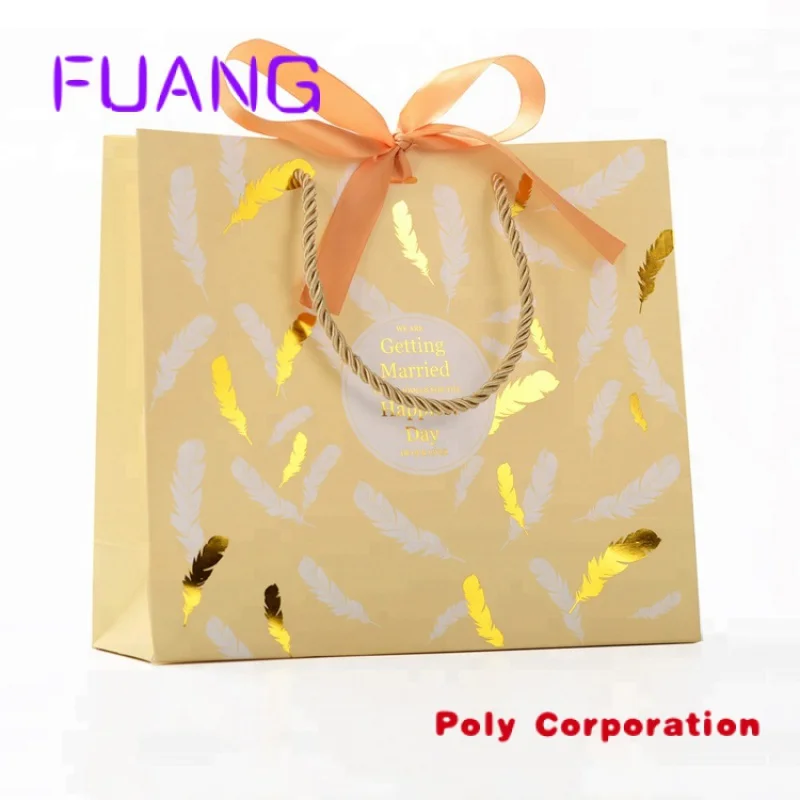 Paquete de regalo de Navidad con logotipo personalizado, bolsa de regalo de lujo con cinta, papel de aluminio dorado impreso, mármol