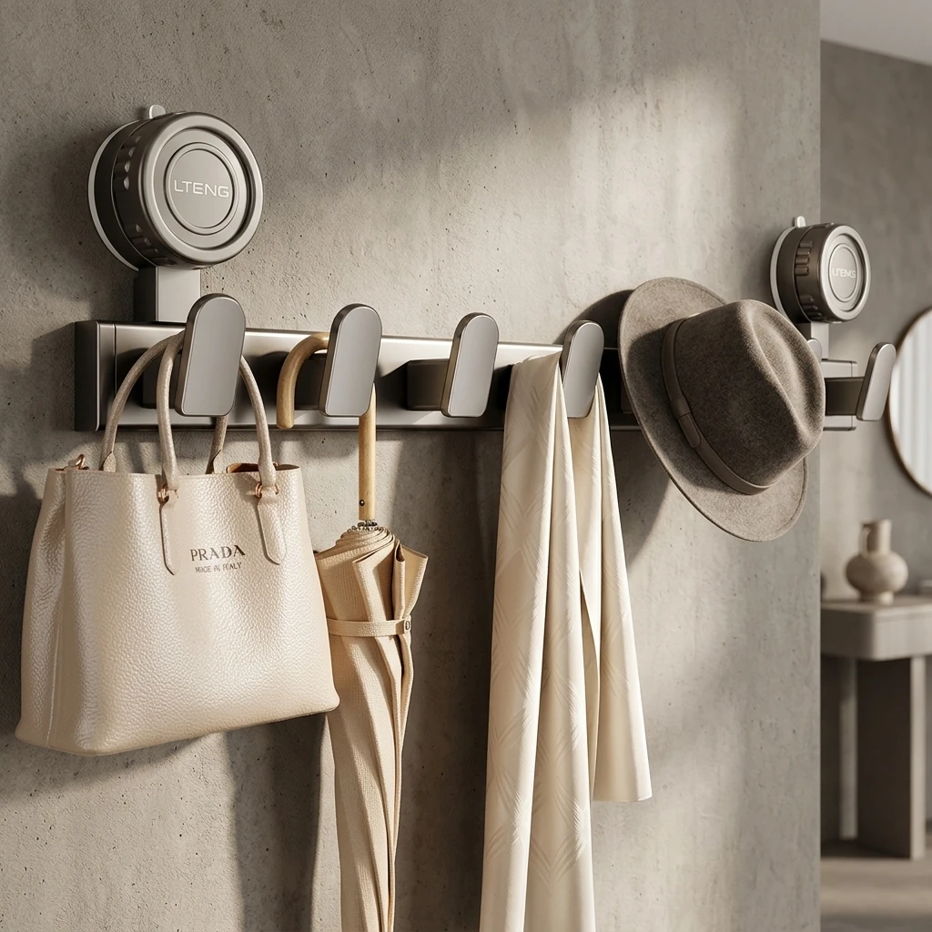 Premium Strong Suction Cup Wall Mounted Hook Rack with Advanced Wireless Technology High Quality Durable Metal Entryway Bathroom