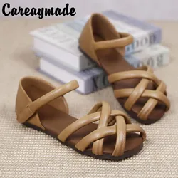 Careaymade-sandali estivi in vera pelle da donna a fondo piatto larghi piedi grassi sandali romani intrecciati scarpe da donna fatte a mano fltas