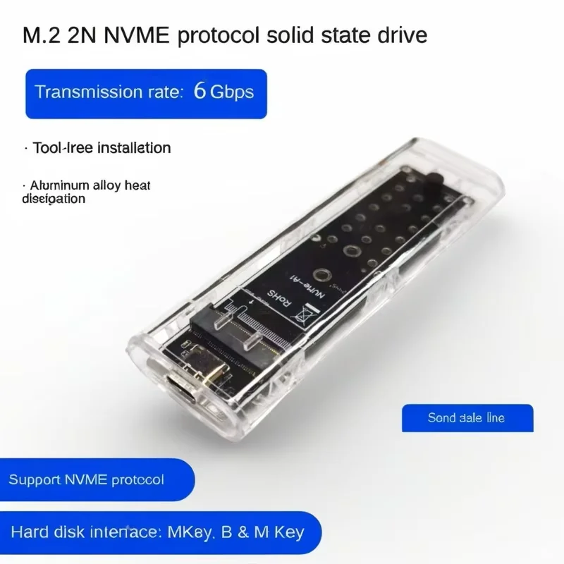 NEW M.2 NVME PCIe Protocol SSD Case Clear USB Type C 6Gbps PCI-E M2 SSD Transparent External Enclosure Hard Disk Box