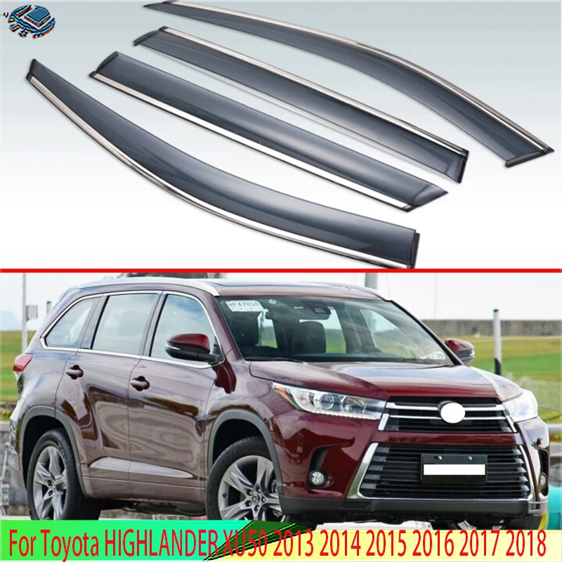 

For Toyota HIGHLANDER XU50 2013 2014 2015 2016 2017 2018 Plastic Exterior Visor Vent Shades Window Sun Rain Guard Deflector