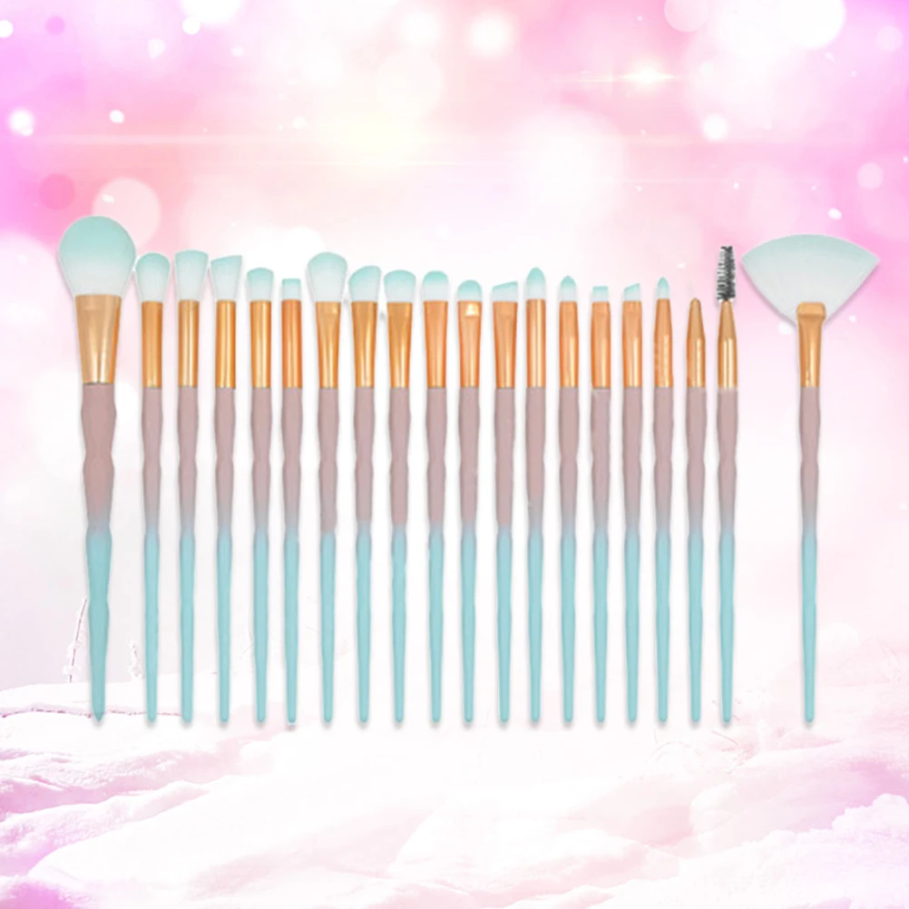 

20PC Makeup Brushes Eyebrow Eyeshadow Beauty Tools Unicorn Diamond Handles Premium Nylon Fiber Professional Set