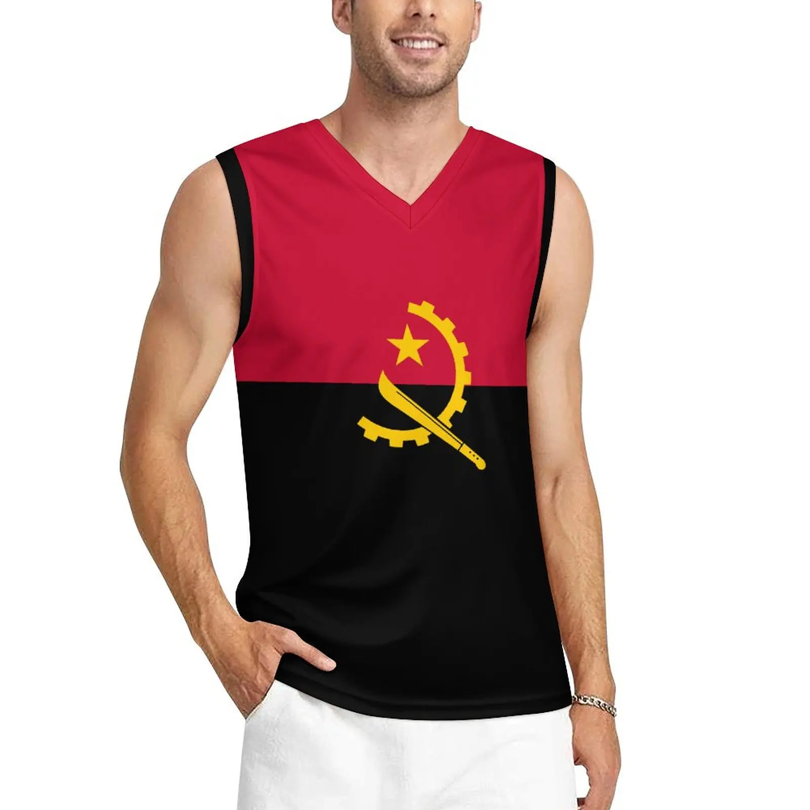 Флаг Анголы, баскетбольный жилет, летняя тренировочная спортивная майка с мышцами, рубашки для бега, рубашки для фитнеса без рукавов