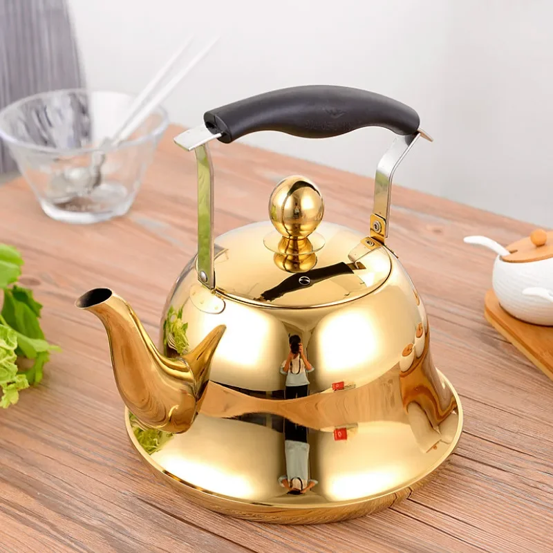 New Whistling Kettle with Infuser Loose Leaf Stainless Steel Teapot Rose Gold Tea Kettle for Stove Indu