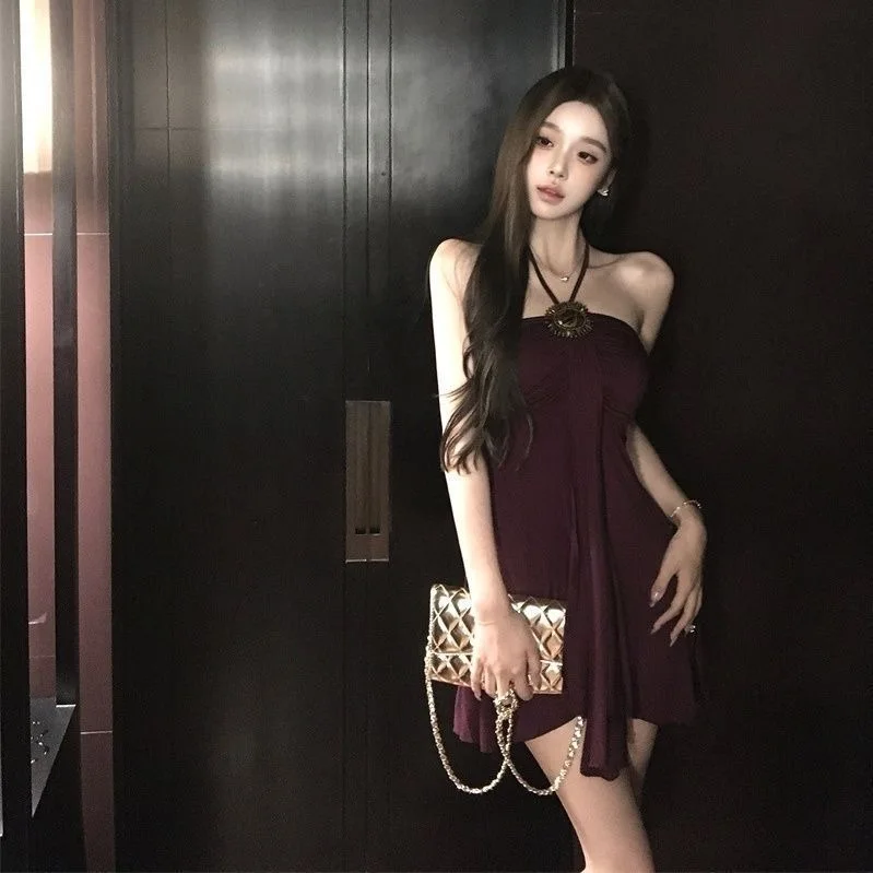 Sukienki Bez Rękawów Damska Sukienka Czerwona Elegancka Jesienna Sztruksowa Stójka Zapinana na Guziki Patchworkowa Krata w Pepitkę Panelowa Linia H Grunge Y2K